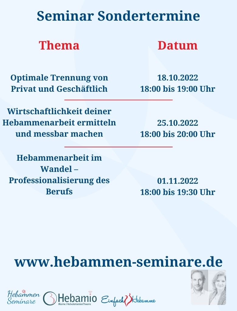 H2 Seminarübersicht - Hebammen Seminare - Hebamme - Seminar Sondertermine